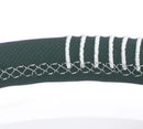 NRG Steering Wheel 1.5in Dish 350mm Black Perforated Leather - Emerald Stitching - Reinforced Spoke
