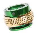 NRG Gen 2.1 Steering Wheel Quick Release – Green Body / Chrome Gold Pyramid Ring