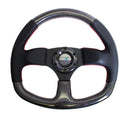 NRG Carbon Fiber Steering Wheel (320mm) Flat Bottom & Leather Trim w/Red Stitching