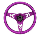 NRG 330mm Arrow Cutout Aluminum Steering Wheel – Aluminum Steering Wheel 330mm - Arow Cutout - Ergonomic Grip - Anodized Purple