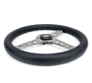 NRG Light Weight Gaming Steering Wheel - Driftz 350mm 3 Black Chrome Spokes Perforated Leather