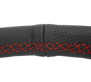 NRG Reinforced Stealth Wheel (380mm) 3 Spoke Center - 1in Deep Dish - Perforated Leather Red Stitch