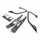 SEIBON Carbon Fiber Interior Door Trim Set (12 Pcs) - 2009-2016 Nissan GT-R. Pieces include: Door handle cover (2), window switch panel cover (6), door lever surround (4) (R35)