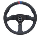 NRG Reinforced Steering Wheel (350mm / 2.5in Deep) Black Leather with M3 stitch Matte Black 3-Spoke Center – Default Title