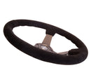 NRG Reinforced Steering Wheel (350mm / 3in. Deep) Black Suede with Blk BBall Stitch (Odi Bakchis Edition)
