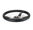 NRG Light Weight Gaming Steering Wheel - 350mm 3 Black Chrome Spokes Perforated Leather
