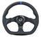 NRG Reinforced Steering Wheel (320mm) Sport Leather Flat Bottom w/ Blue Center/ Blue Stitching