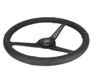 NRG Reinforced Stealth Wheel (380mm) 3 Spoke Center 1in Deep Dish - Perforated Leather Black Stitch