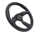 NRG Reinforced Steering Wheel (350mm / 2.5in. Deep) Black Leather Comfort Grip with 5mm Matte Black Spokes