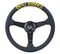 NRG Sport Steering Wheel (350mm / 1.5in Deep) Black Leather/Gold Stitch w/Matte Black Solid Spokes