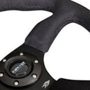 NRG Reinforced Steering Wheel (350mm / 2.5in. Deep)Blk Alcantara Comfort Grip with 4mm Matte Black Spokes