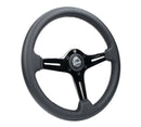 NRG Light Weight Gaming Steering Wheel - 350mm 3 Black Chrome Silver Spokes Perforated Leather