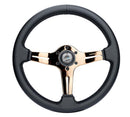 NRG Light Weight Gaming Steering Wheel - Blitz 350mm 3 Rose Gold Spokes Slits - Leather - No Dish – Default Title