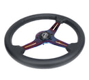 NRG Light Weight Gaming Steering Wheel - 350mm 3 Neo Chrome Silver Spokes Perforated Leather