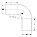 HPS Performance Silicone Elbow Reducer - 90 Degree – Length 5", 4-ply Polyester, 350F | HTSER90-075-125-BLK