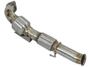 aFe Twisted Steel 3 in. 304 Stainless Steel Catted Series Downpipe – 16–18 Ford Focus RS 2.3L I4 Turbo