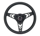 NRG 330mm Arrow Cutout Aluminum Steering Wheel – Aluminum Steering Wheel 330mm - Arow Cutout - Ergonomic Grip - Anodized Black