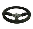 NRG Reinforced Steering Wheel (350mm / 2.5in. Deep) Black Suede Comfort Grip with 5mm Matte Black Spokes