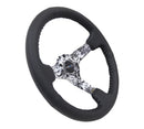 NRG Reinforced Steering Wheel (350mm / 3in. Deep) Black Leather with Hydrodipped Digi-Camo Spokes