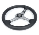 NRG Light Weight Gaming Steering Wheel - 350mm 3 Chrome Silver Spokes Perforated Leather