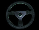 Personal Neo Grinta Steering Wheel - 350mm | Black / Black Suede / Green Stitch
