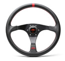 Personal Rally Trophy Steering Wheel - 350mm | Black / Black Leather / Red Stitch