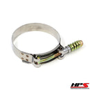 HPS Performance Spring Loaded T-Bolt Clamp – Pack 1, 304 Stainless Steel Clamp with Zinc Plated T-bolt, Nut and Springs